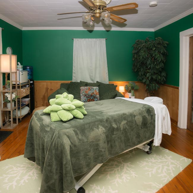 Interior of the massage studio located at Massage by Whitney in Elkin, NC